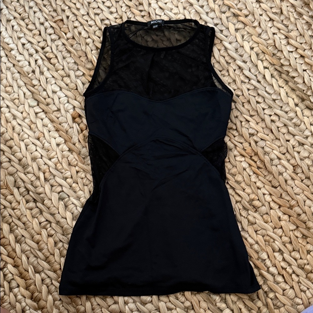 MICHI Black Mesh Tank Top